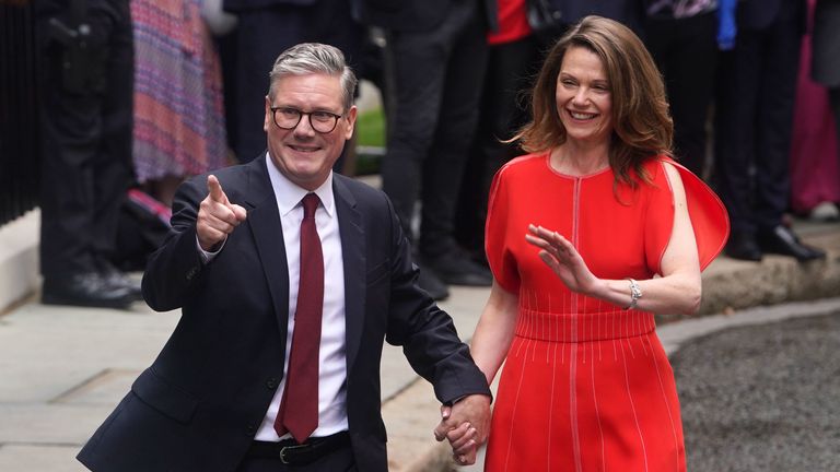 Newly elected Prime Minister Sir Keir Starmer, with his wife Victoria Starmer, greet wellwishers as he arrives at his official London residence at No 10 Downing Street for the first time after the Labour party won a landslide victory at the 2024 General Election. Picture date: Friday July 5, 2024.